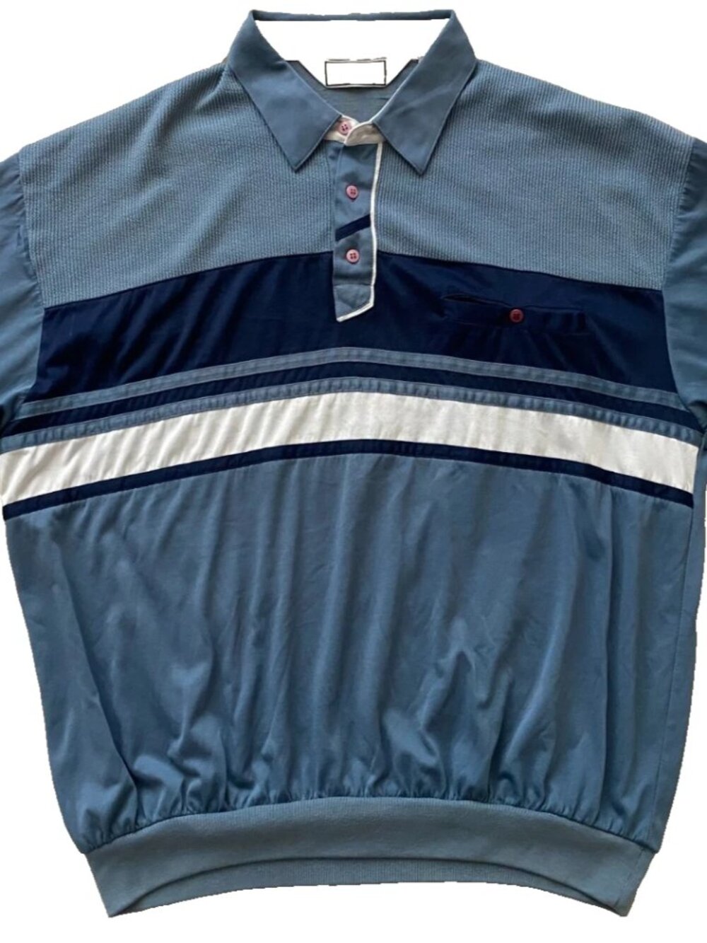 VTG 90s Classics by Palmland Men Blue White XXL Short Sleeve Polo Shirt